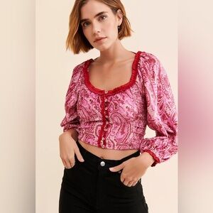 NWT Free People Dare Me Velvet Blouse